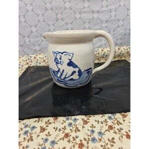 Vintage Pig Pottery‎ Farmhouse Pitcher Stoneware 5.5" Rustic Flower Vase Storage